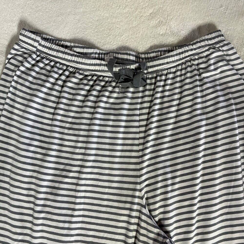 Croft & Barrow Womens Pajama Set Gray Top & Striped Pants Size Large Soft - Picture 6 of 8